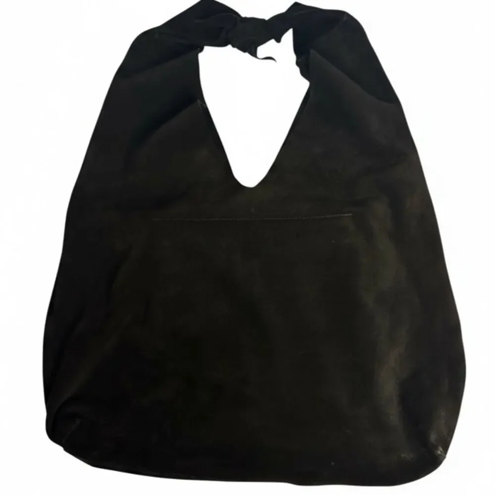The Row Suede Bindle Bag Black Slouchy Sack Knotted Shoulder Strap Authentic